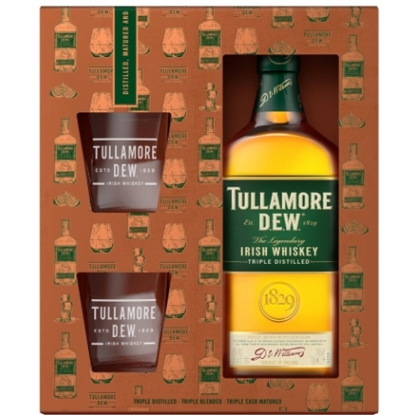 Viskis Tullamore Dew (dėž. + 2 stikl) 0,7 L